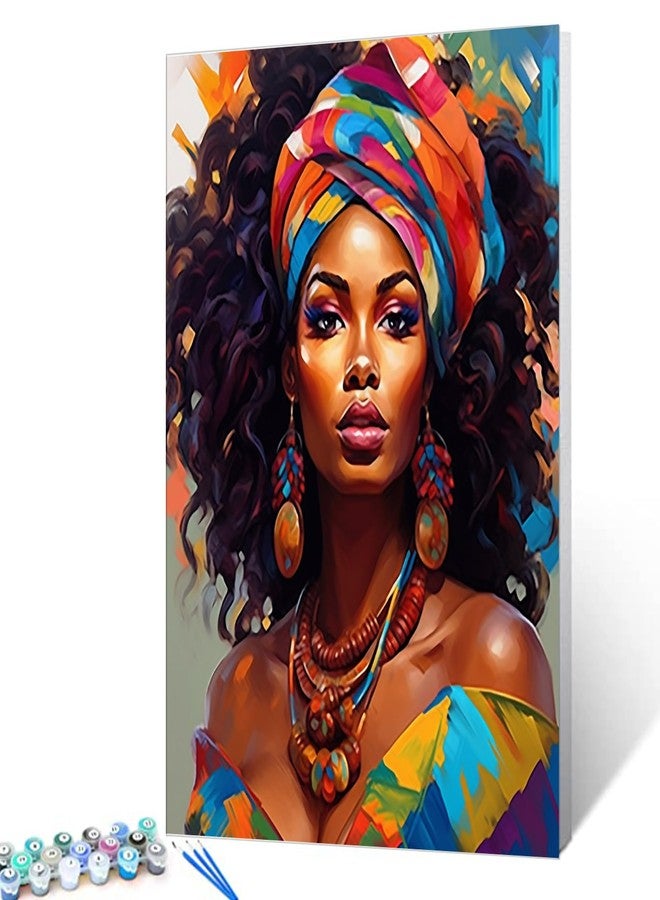 Tucocoo Paint by Number African Women Graffiti Portrait DIY Painting on Canvas with Brushes Acrylic Paints Afro Black Women Paint by Numbers for Adults and Kids Student Beginner 16x20 Inch（Frameless） - Image 2